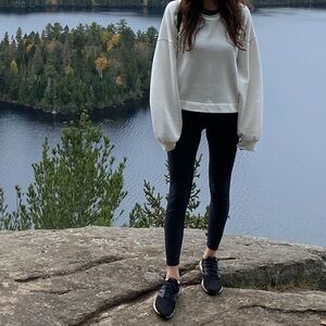 Aritzia White Cropped Sweatshirt